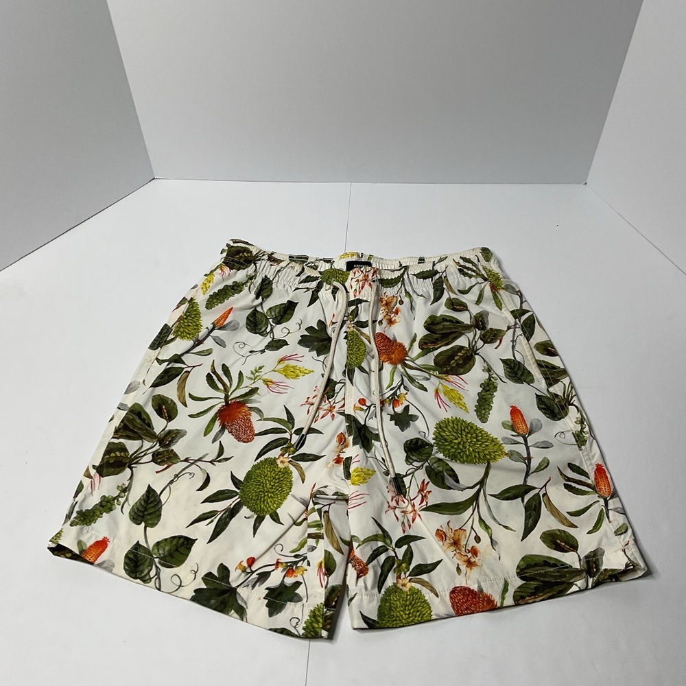 Express Tropical Floral Swim Trunks Mens Small Botanical Print Mesh Lined Beach